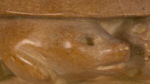 Close up of Abraham Anghik's sculpture Hamburger With Spirits Inside