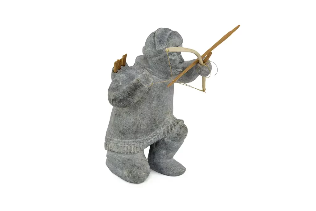 This archer sculpture is unusual for Joe Talirunili. Rather than a portrait, the archer in on one knee, ready to shoot.